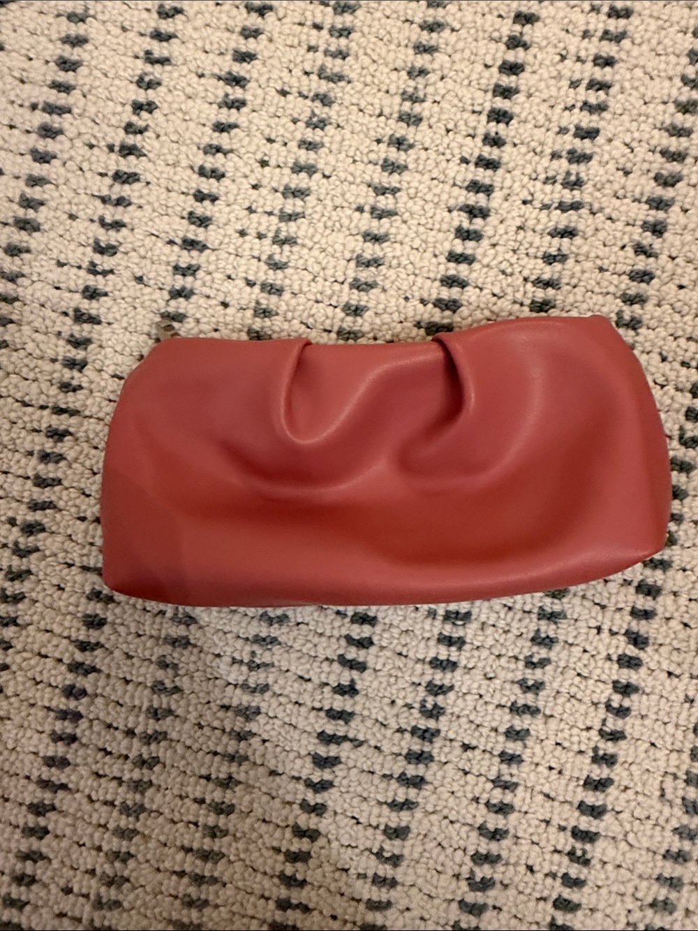 Women's Soft Gathered Clutch Bag in Brick Red